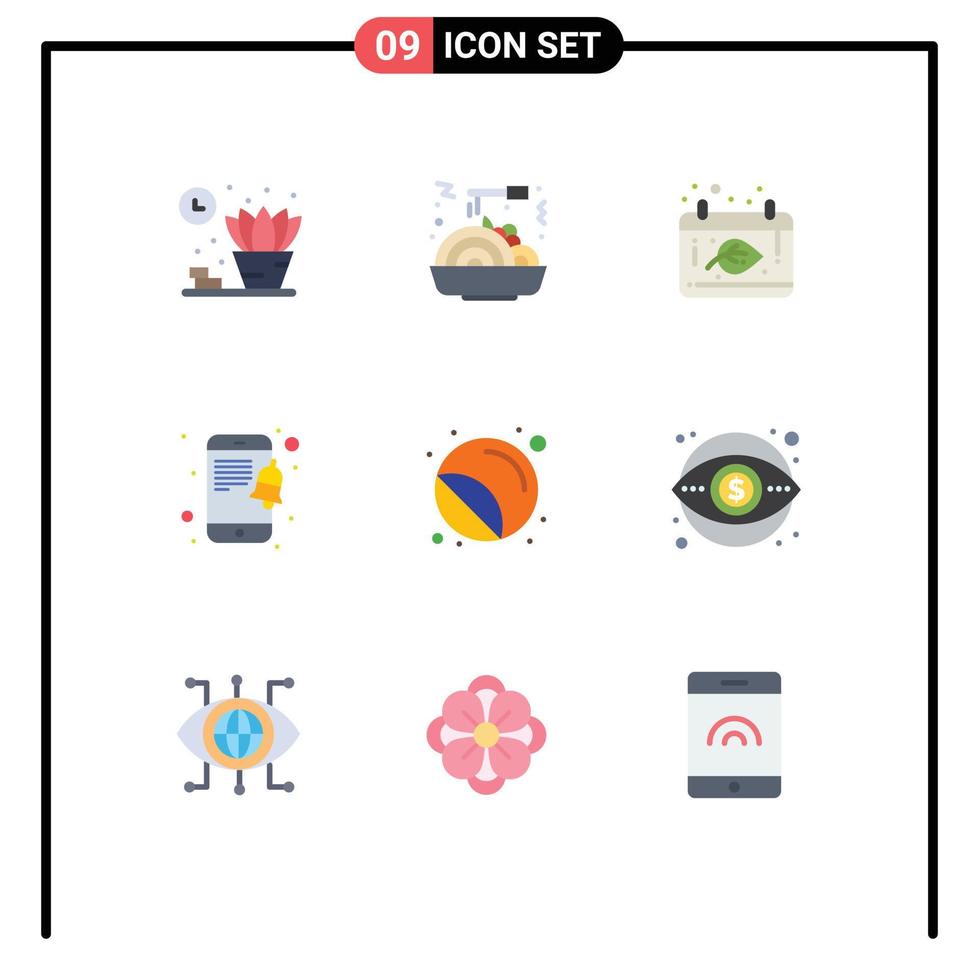 modern reeks van 9 vlak kleuren pictogram van postzegel printer datum afdrukken smartphone bewerkbare vector ontwerp elementen