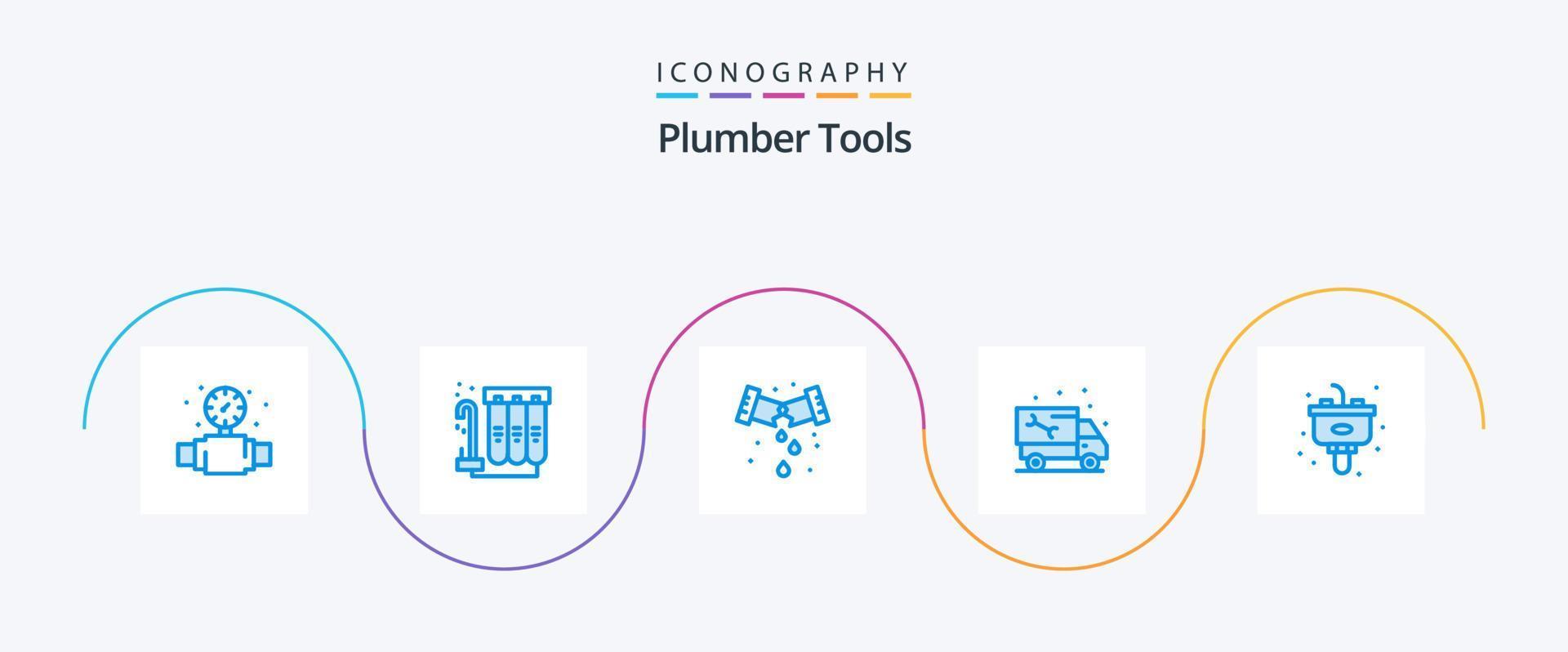 loodgieter blauw 5 icoon pak inclusief beschikbaarheid. loodgieter. lek. loodgieter. auto vector