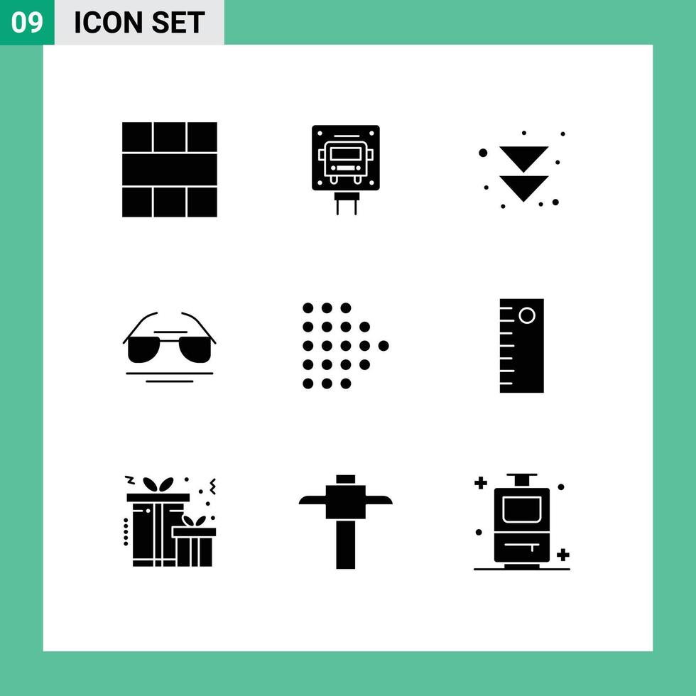 pak van 9 creatief solide glyphs van Rechtsaf voorjaar openbaar visie galsses bewerkbare vector ontwerp elementen