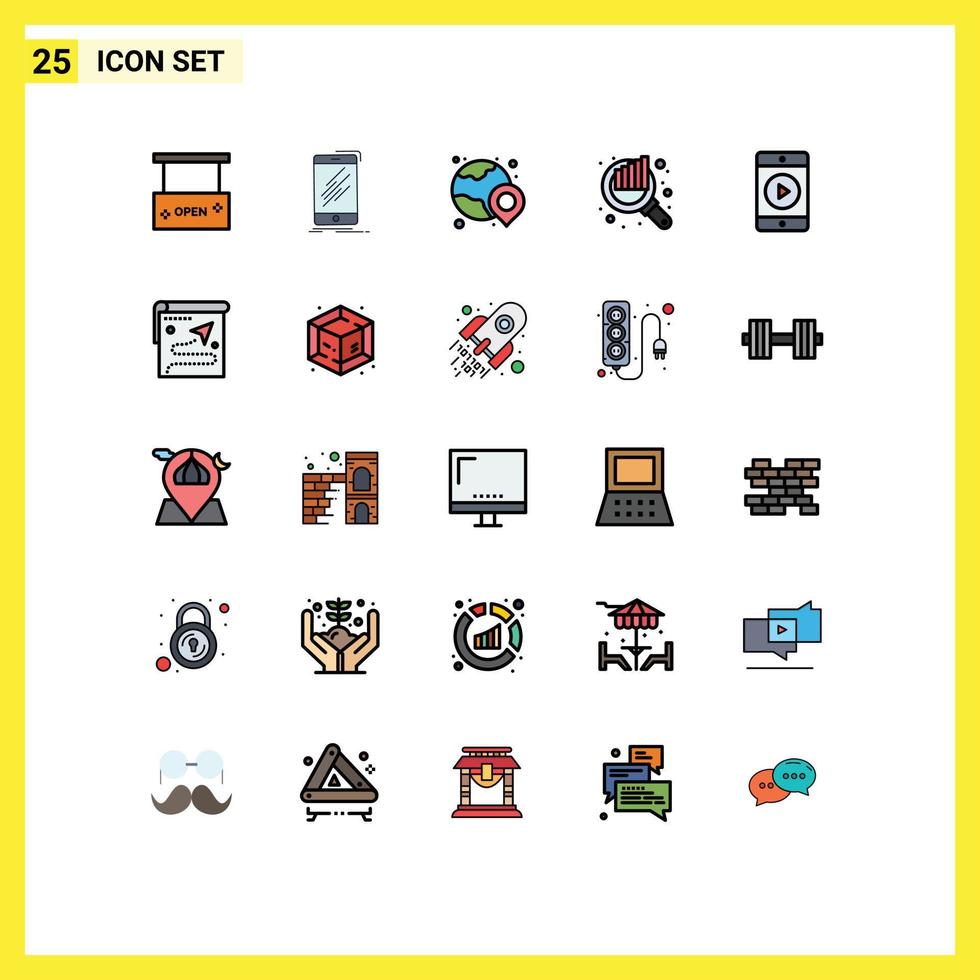 reeks van 25 modern ui pictogrammen symbolen tekens voor seo tabel smartphone audit plaats bewerkbare vector ontwerp elementen