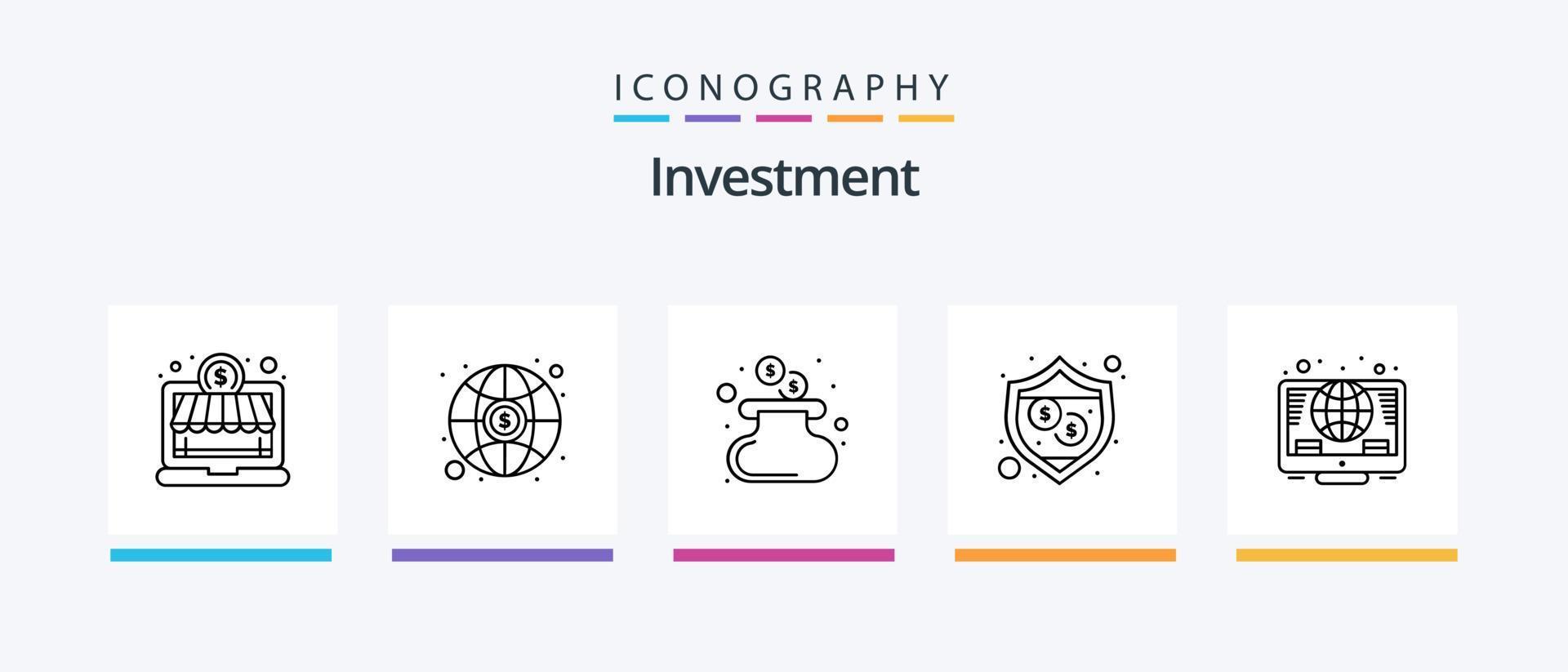 investering lijn 5 icoon pak inclusief investering. geld. dollar. chatten. creatief pictogrammen ontwerp vector
