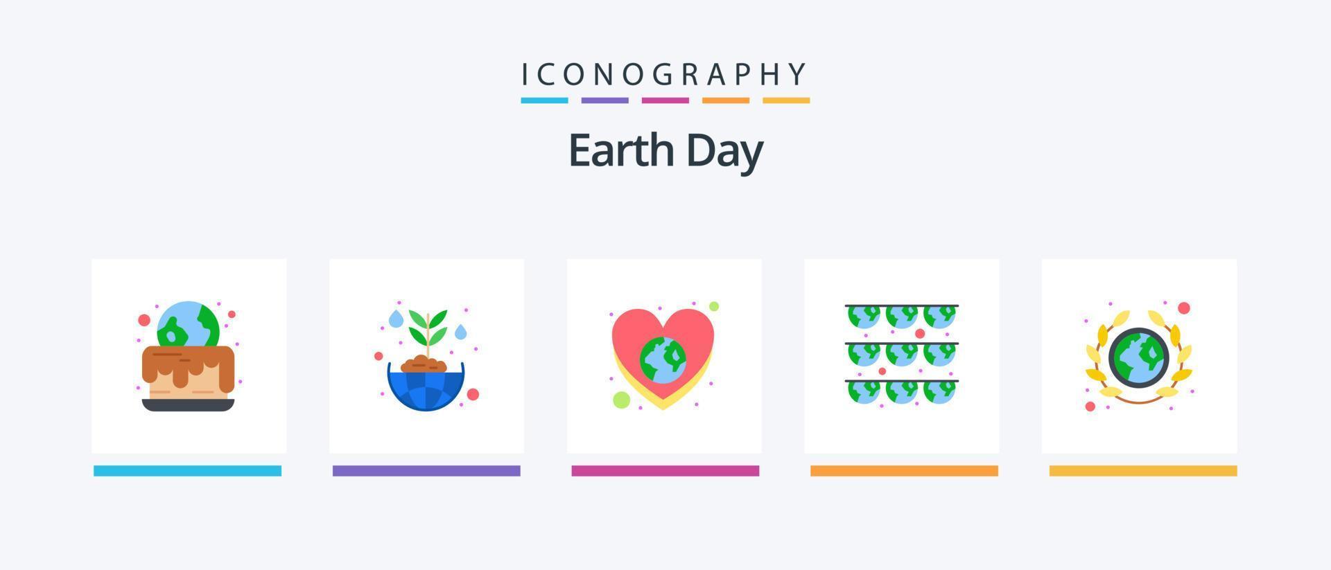 aarde dag vlak 5 icoon pak inclusief aarde. feest. aarde. groente. aarde. creatief pictogrammen ontwerp vector