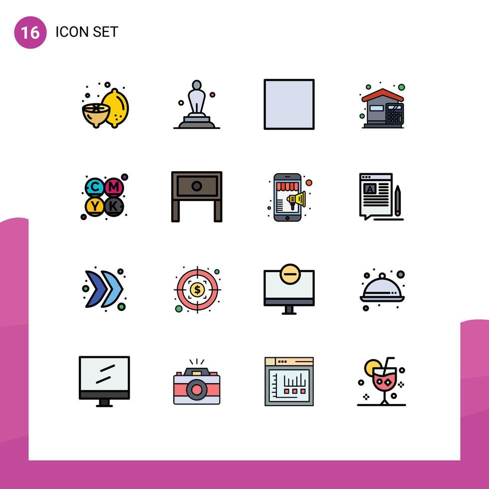 mobiel koppel vlak kleur gevulde lijn reeks van 16 pictogrammen van kleur huis trofee onkosten begroting bewerkbare creatief vector ontwerp elementen