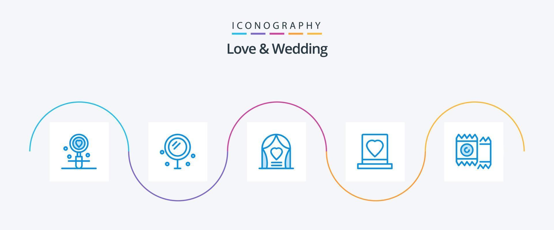 liefde en bruiloft blauw 5 icoon pak inclusief liefde. bruidegom. bruiloft. liefde vector