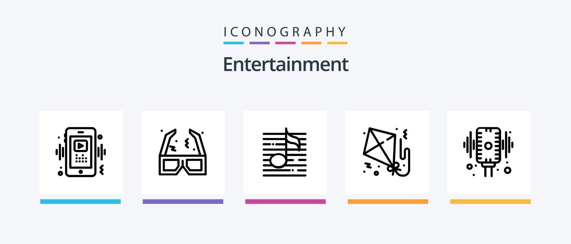 vermaak lijn 5 icoon pak inclusief verjaardag. pakket. afbeelding. doos. bioscoop. creatief pictogrammen ontwerp vector