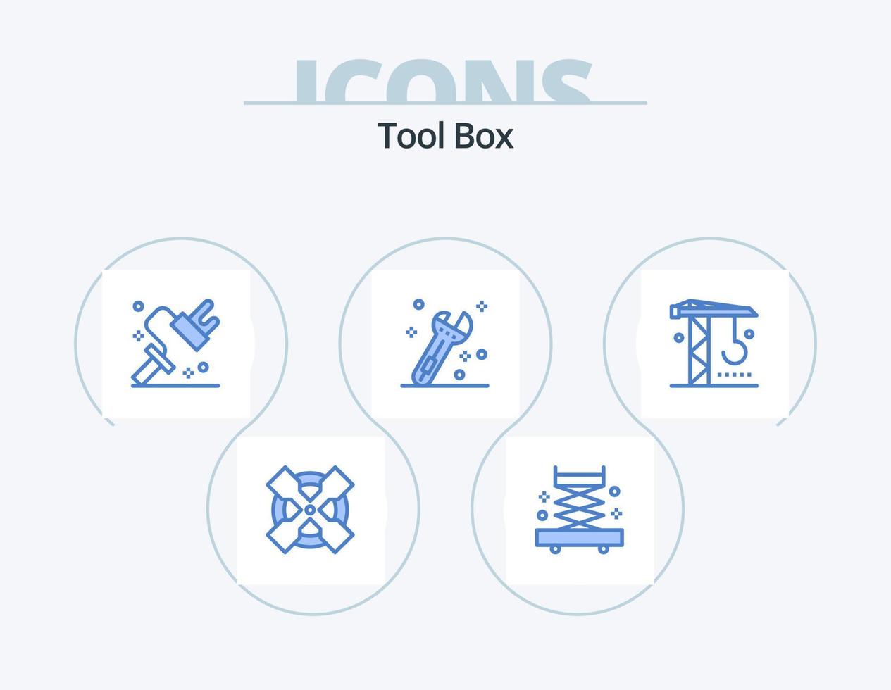 gereedschap blauw icoon pak 5 icoon ontwerp. . machines. rol. industrie. moersleutel vector