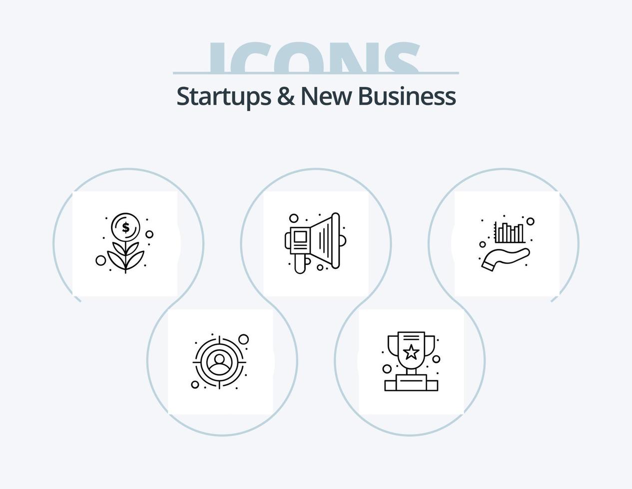 startups en nieuw bedrijf lijn icoon pak 5 icoon ontwerp. grafiek. geld. succes. munten. online vector