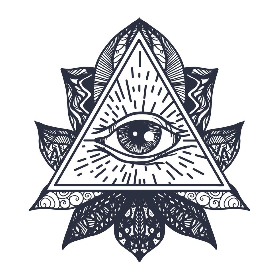 oog op lotus tattoo vector