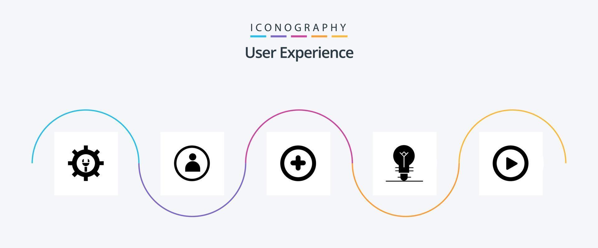 gebruiker ervaring glyph 5 icoon pak inclusief media . licht. elektrisch . vector