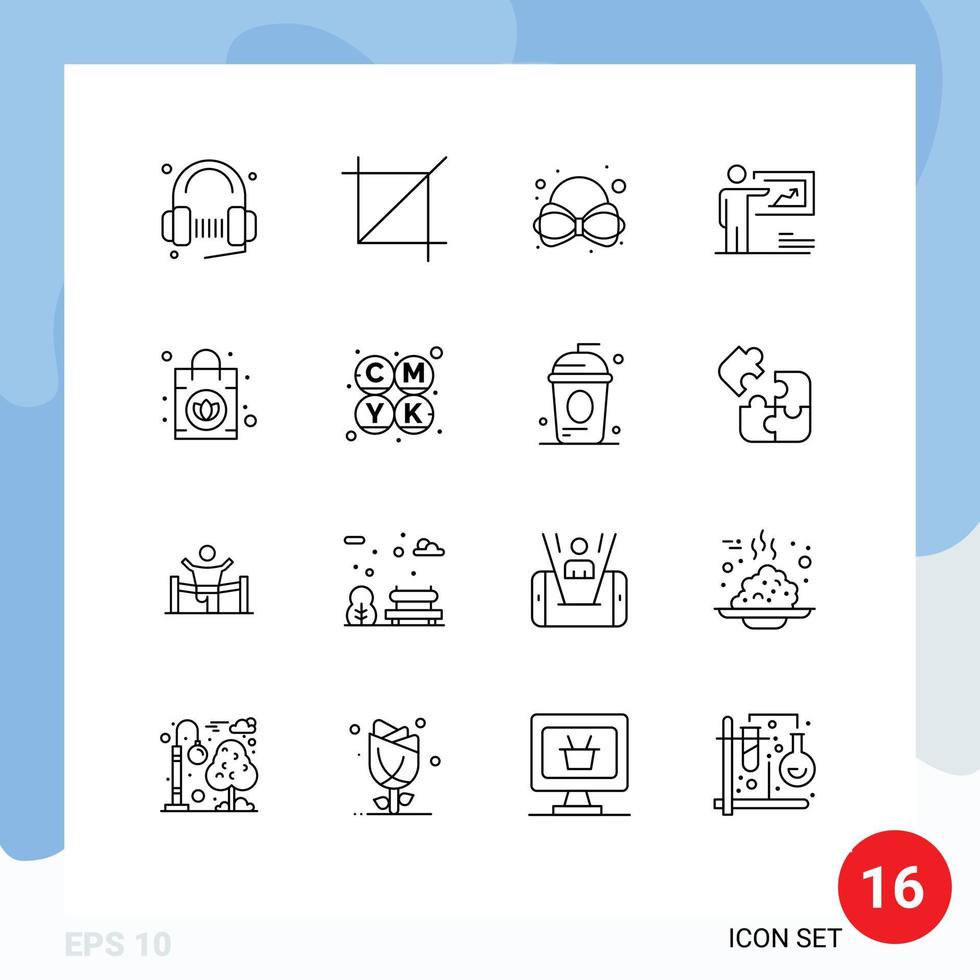 reeks van 16 modern ui pictogrammen symbolen tekens voor handtas bedrijf gereedschap strategie presentatie bewerkbare vector ontwerp elementen