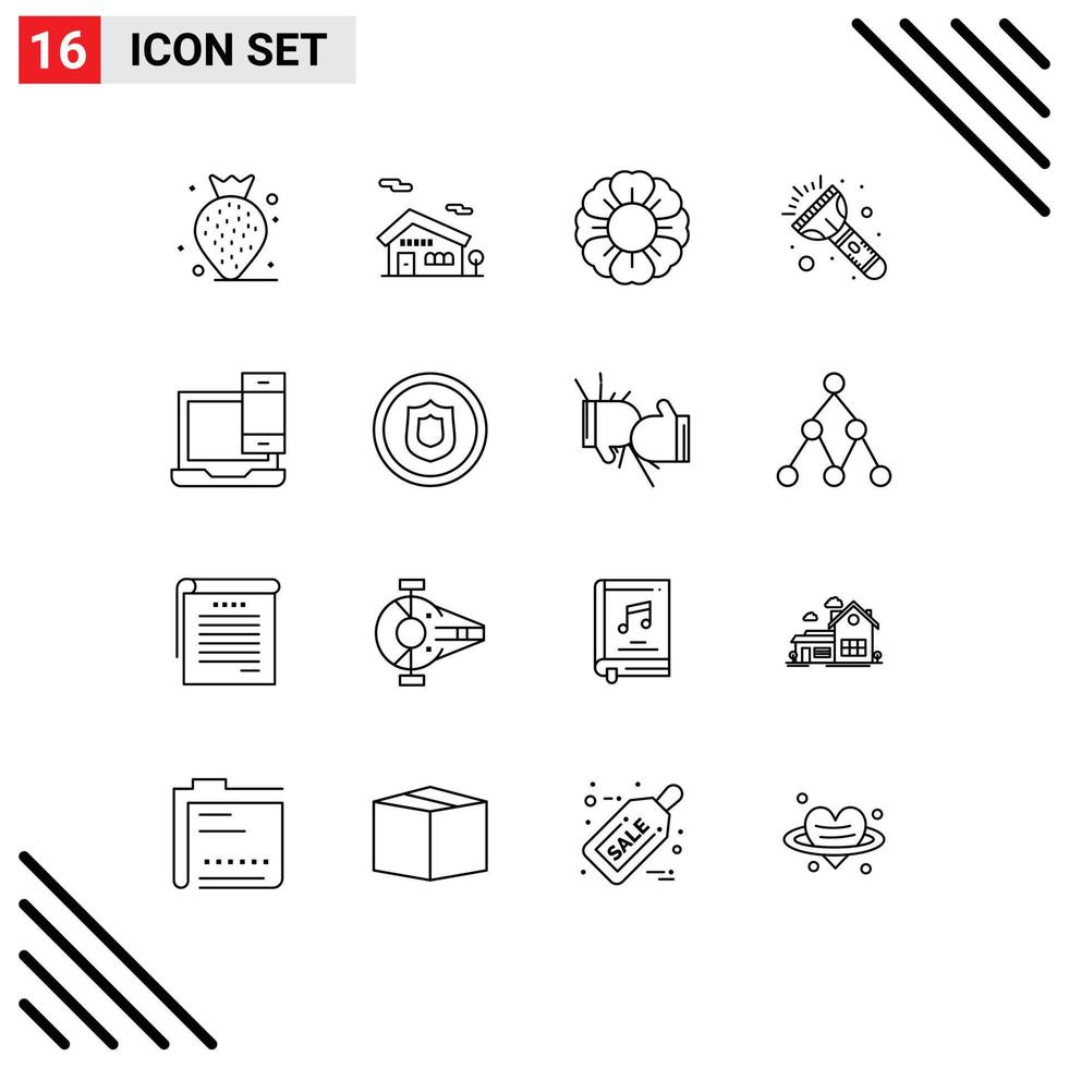 pictogram reeks van 16 gemakkelijk contouren van prijs MacBook zomer laptop computer bewerkbare vector ontwerp elementen