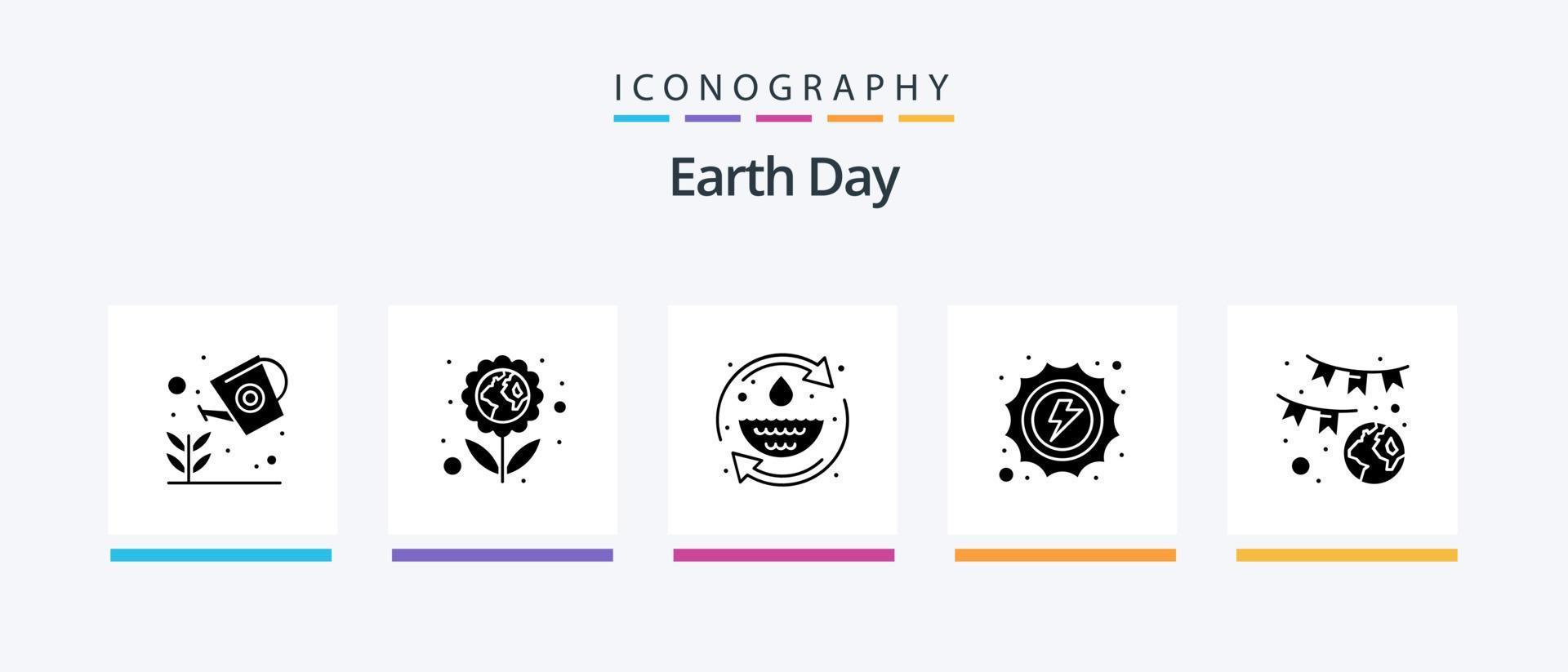 aarde dag glyph 5 icoon pak inclusief het weer. zon. planten. zomer. hergebruiken. creatief pictogrammen ontwerp vector