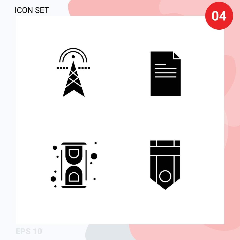 voorraad vector icoon pak van 4 lijn tekens en symbolen voor elektrisch toren chemisch toren tekst laboratorium bewerkbare vector ontwerp elementen