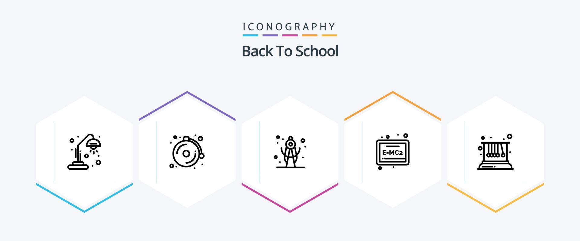 terug naar school- 25 lijn icoon pak inclusief . natuurkunde. geometrie. slinger. formule vector