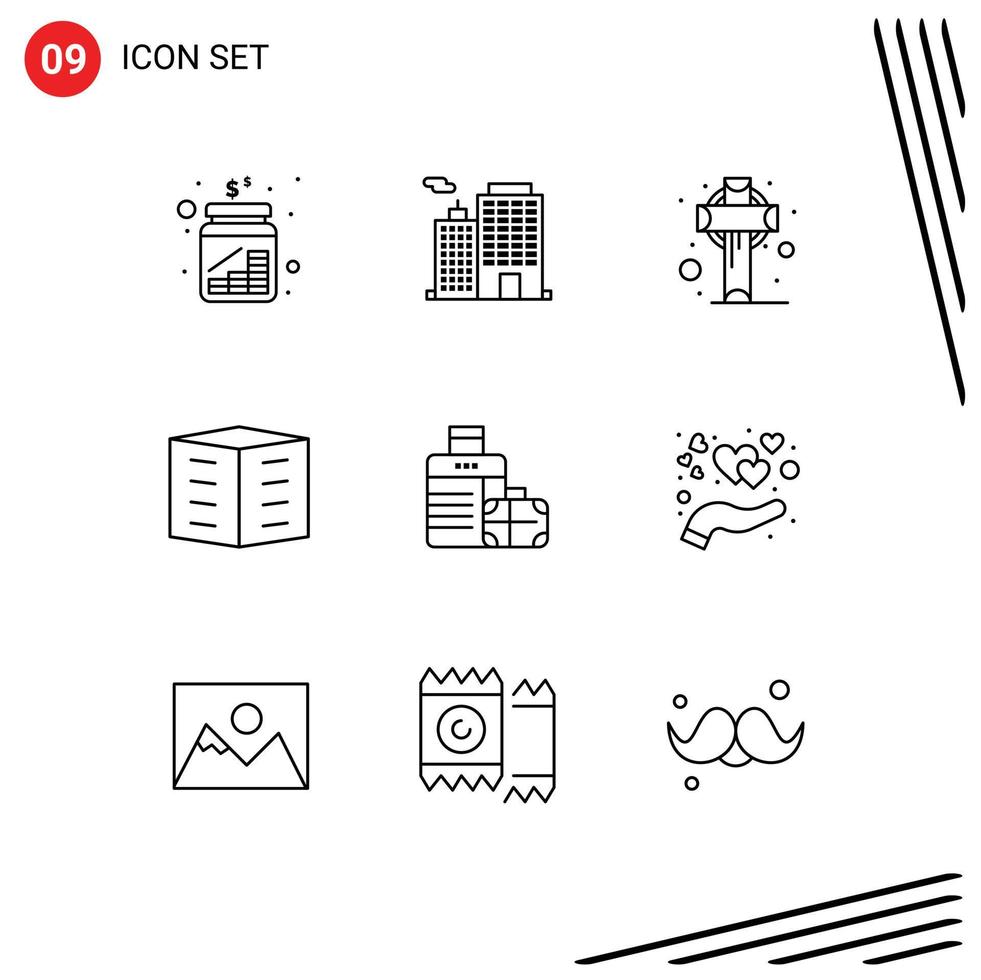 pictogram reeks van 9 gemakkelijk contouren van kantoor blokken stad gebouw stad gebouw heilige bewerkbare vector ontwerp elementen