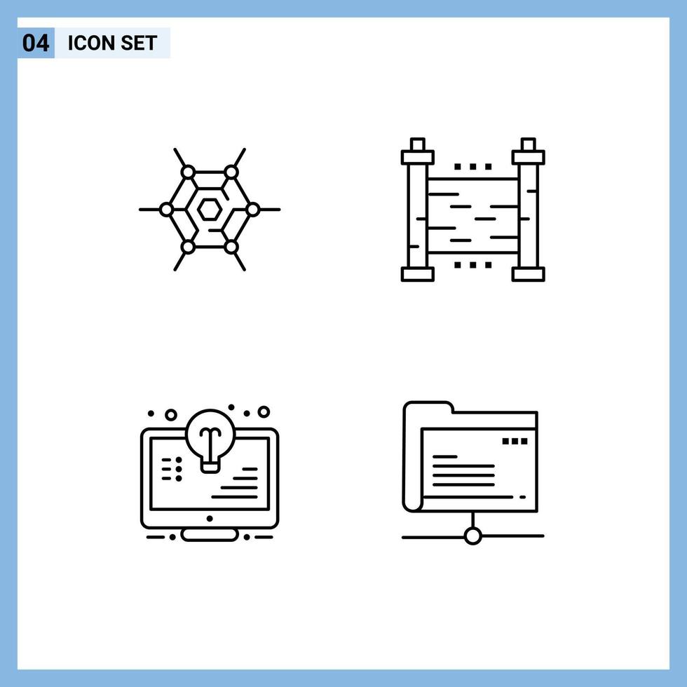 bewerkbare vector lijn pak van 4 gemakkelijk gevulde lijn vlak kleuren van gedecentraliseerd licht hekken werf toezicht houden op bewerkbare vector ontwerp elementen