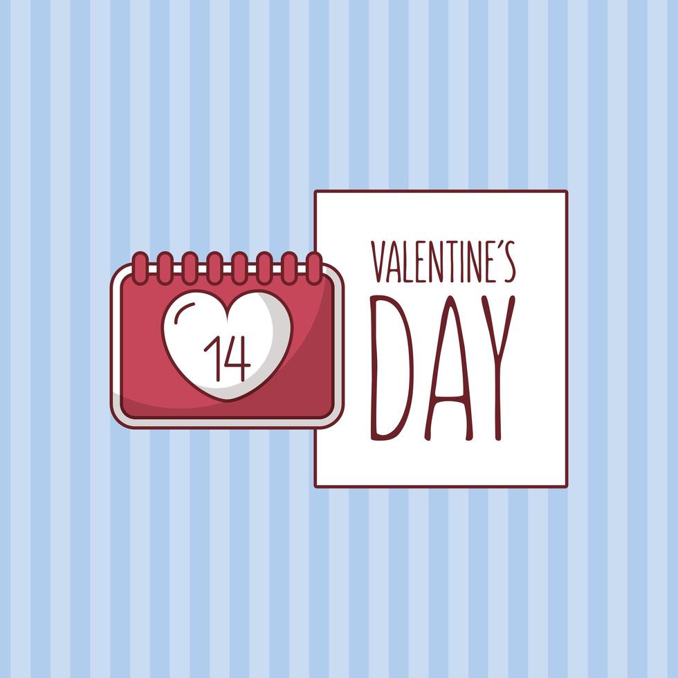 Valentijnsdag kaart ontwerp met hartkalender vector