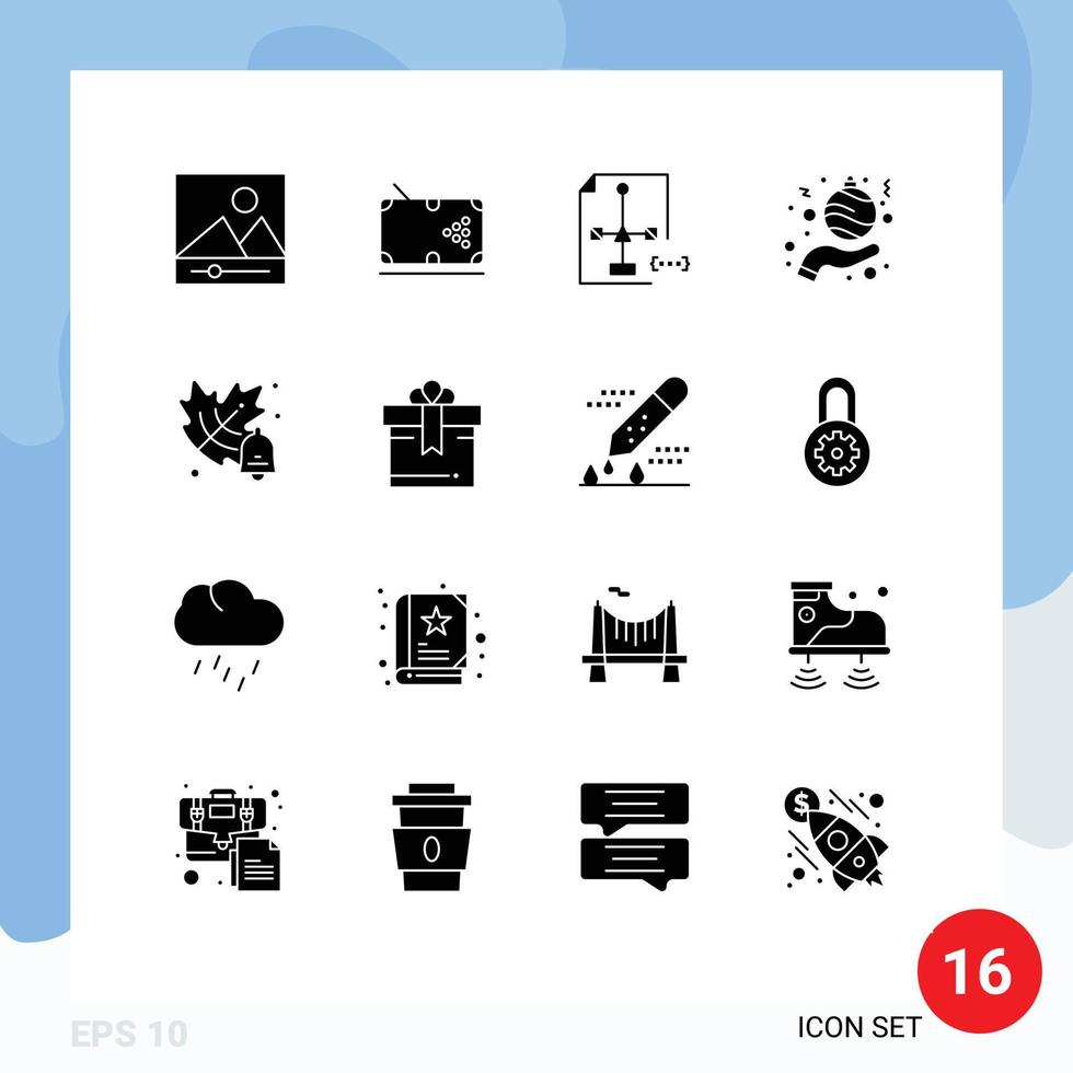 pictogram reeks van 16 gemakkelijk solide glyphs van herfst vakantie codering Kerstmis het dossier bewerkbare vector ontwerp elementen