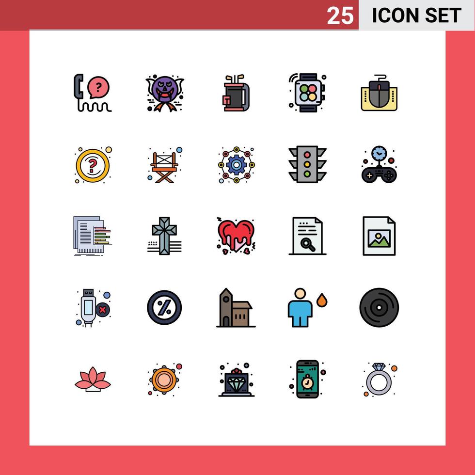 voorraad vector icoon pak van 25 lijn tekens en symbolen voor muis kijk maar halloween eng horloge golf bewerkbare vector ontwerp elementen