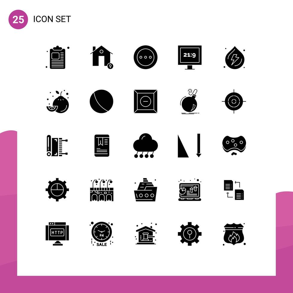 reeks van 25 modern ui pictogrammen symbolen tekens voor voorjaar TV ellips hd radio bewerkbare vector ontwerp elementen