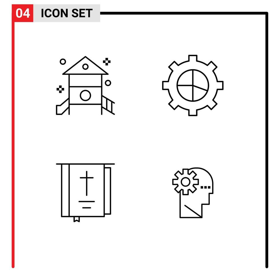 4 creatief pictogrammen modern tekens en symbolen van kinderjaren boek kinderkamer school- financiën religie bewerkbare vector ontwerp elementen