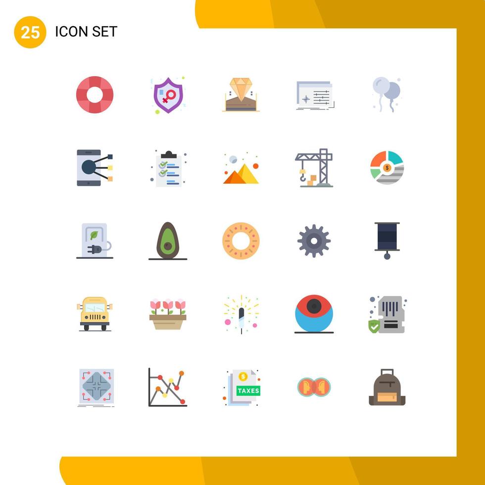 25 vlak kleur concept voor websites mobiel en apps vlieg software diamant instellingen voorwerp bewerkbare vector ontwerp elementen