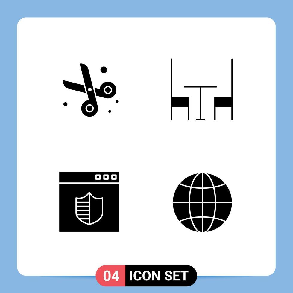 pictogram reeks van gemakkelijk solide glyphs van terug naar school- schild schaar tafel wereld bewerkbare vector ontwerp elementen