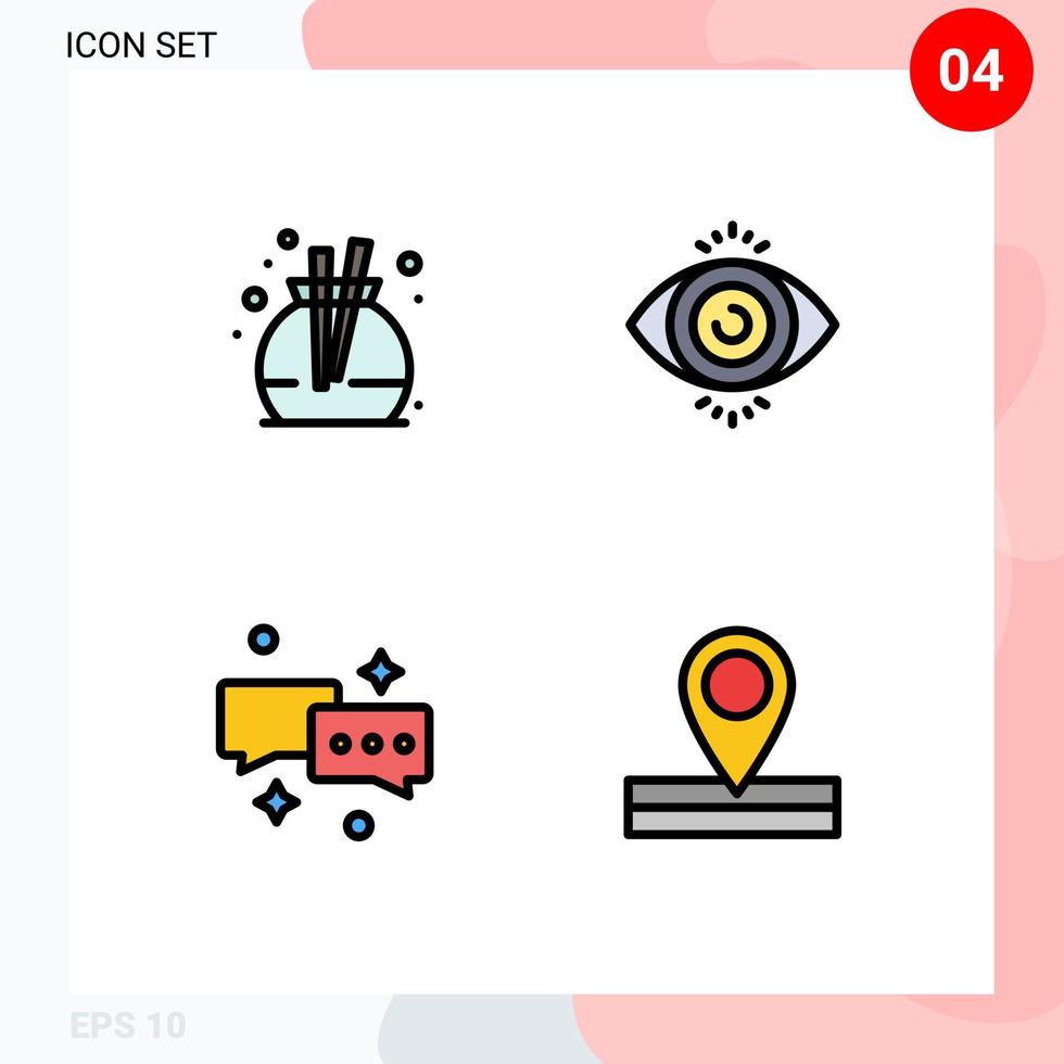 voorraad vector icoon pak van 4 lijn tekens en symbolen voor geur e-mail oog test babbelen plaats bewerkbare vector ontwerp elementen