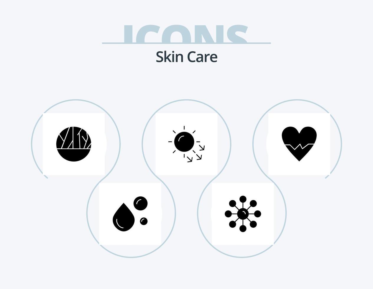 huid glyph icoon pak 5 icoon ontwerp. huid zorg. droog huid. huid. dermatologie. huid infectie vector