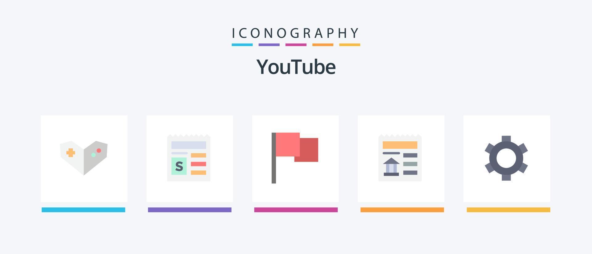 youtube vlak 5 icoon pak inclusief ui. versnelling. vlag. eenvoudig. ui. creatief pictogrammen ontwerp vector