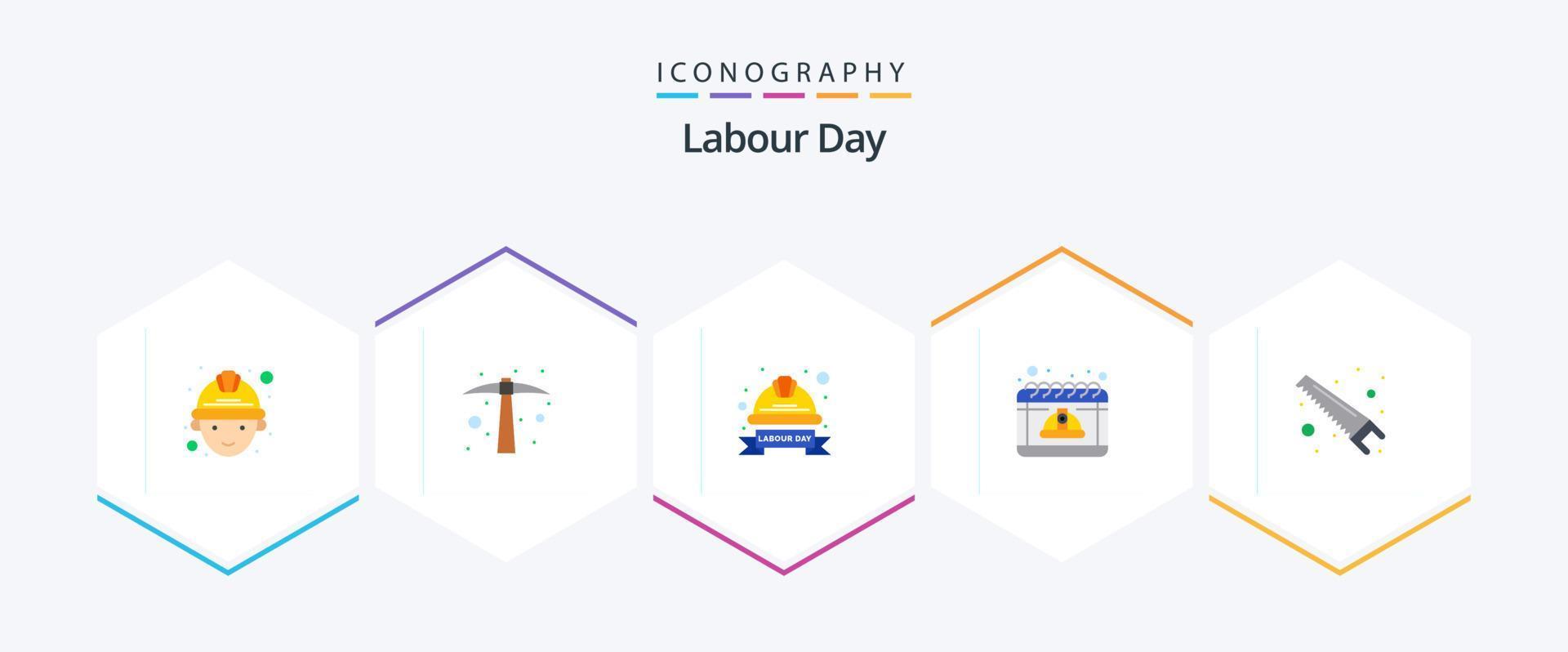 arbeid dag 25 vlak icoon pak inclusief hand. kunnen. moeilijk. arbeid. kalender vector