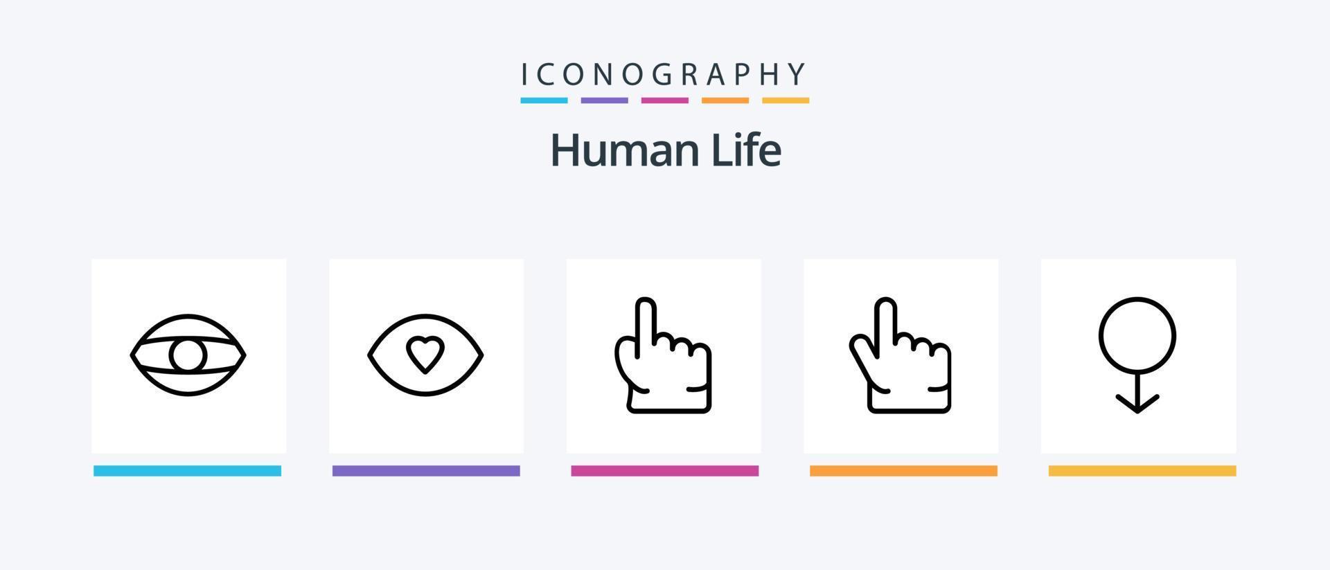 menselijk lijn 5 icoon pak inclusief . menselijk. gezicht. gezicht. hand. creatief pictogrammen ontwerp vector