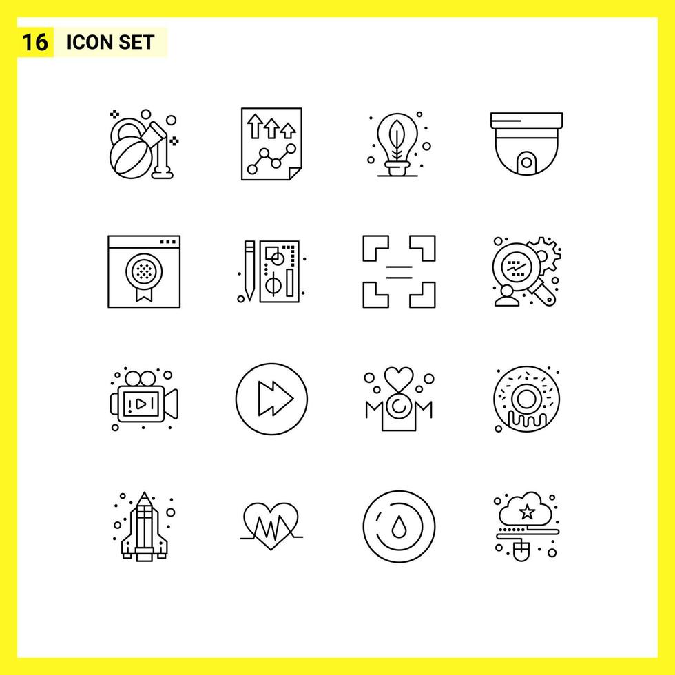 16 universeel contouren reeks voor web en mobiel toepassingen browser toezicht aarde veiligheid cam bewerkbare vector ontwerp elementen