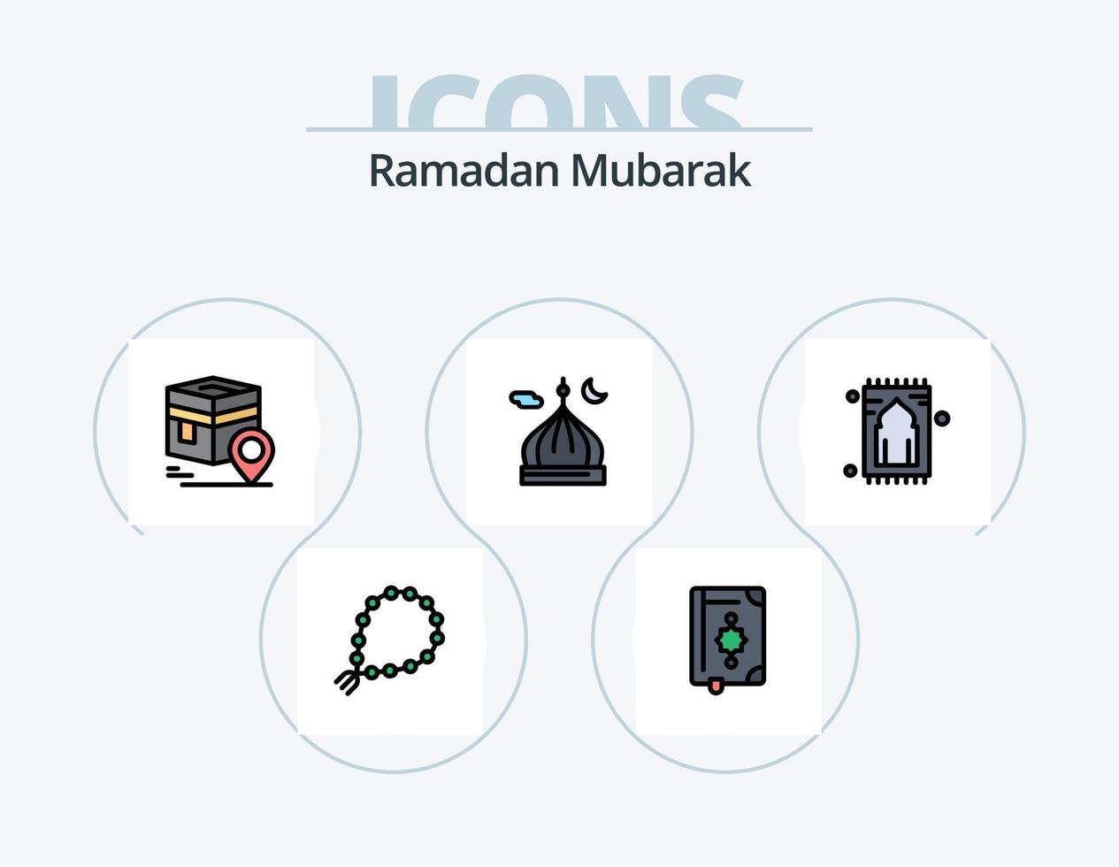 Ramadan lijn gevulde icoon pak 5 icoon ontwerp. Islam. moskee. ramadan. voedsel. Islam vector