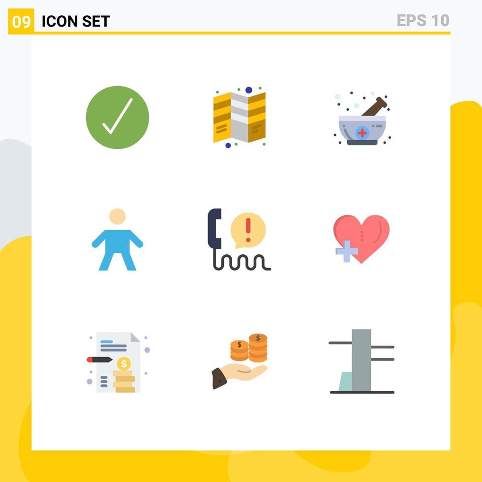 groep van 9 vlak kleuren tekens en symbolen voor telefoontje contact mensen tri kind natuurlijk bewerkbare vector ontwerp elementen