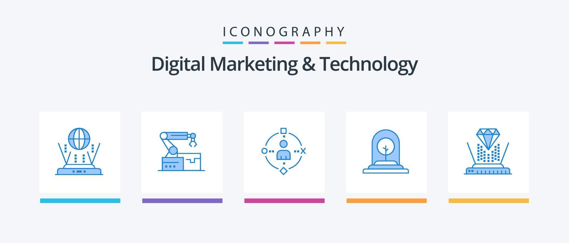 digitaal afzet en technologie blauw 5 icoon pak inclusief hologram. boom. omgeving. bedrijf. groei. creatief pictogrammen ontwerp vector