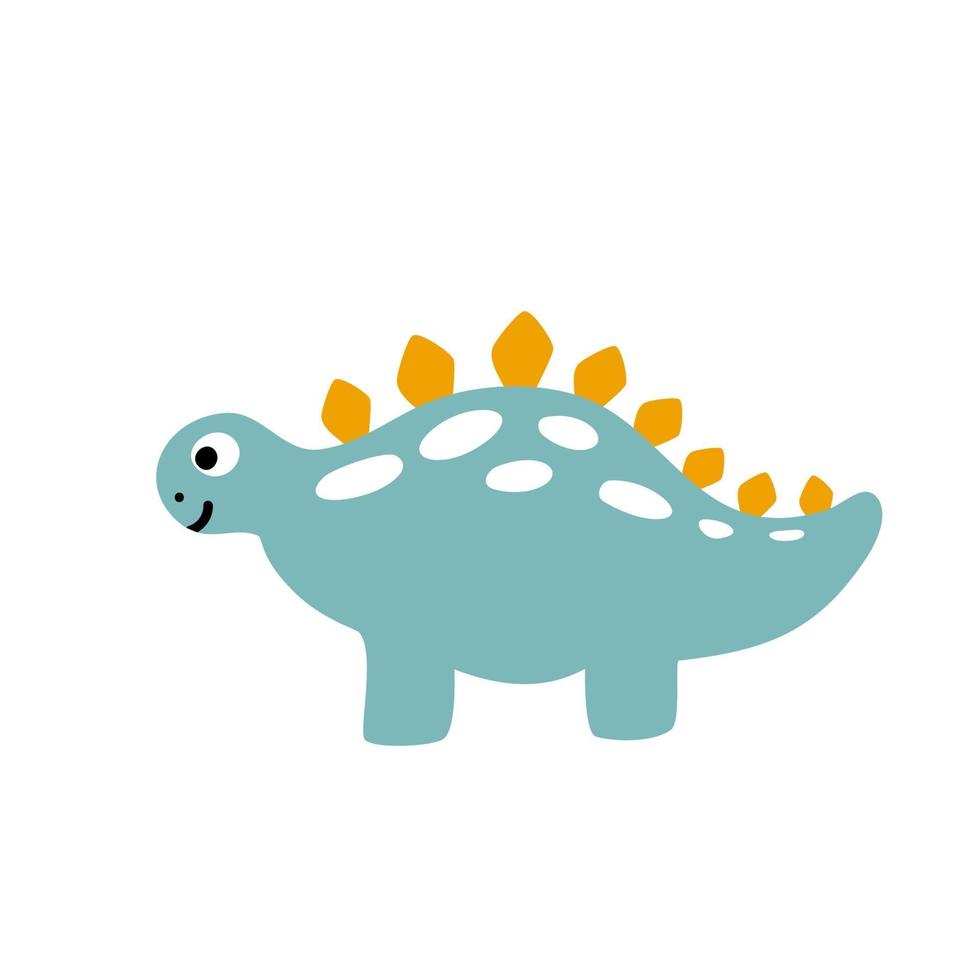 kleine schattige dinosaurus. vector Skandinavische illustratie voor het kleuren van het tekenbeeldbeeldverhaal. kinderen dino afbeelding geïsoleerd op wit. baby monster reptiel om af te drukken, boek, poster, banner kleuren.