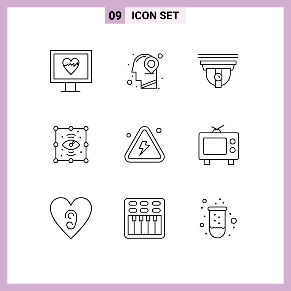 voorraad vector icoon pak van 9 lijn tekens en symbolen voor brand brandbaar veiligheid visie werkwijze bewerkbare vector ontwerp elementen
