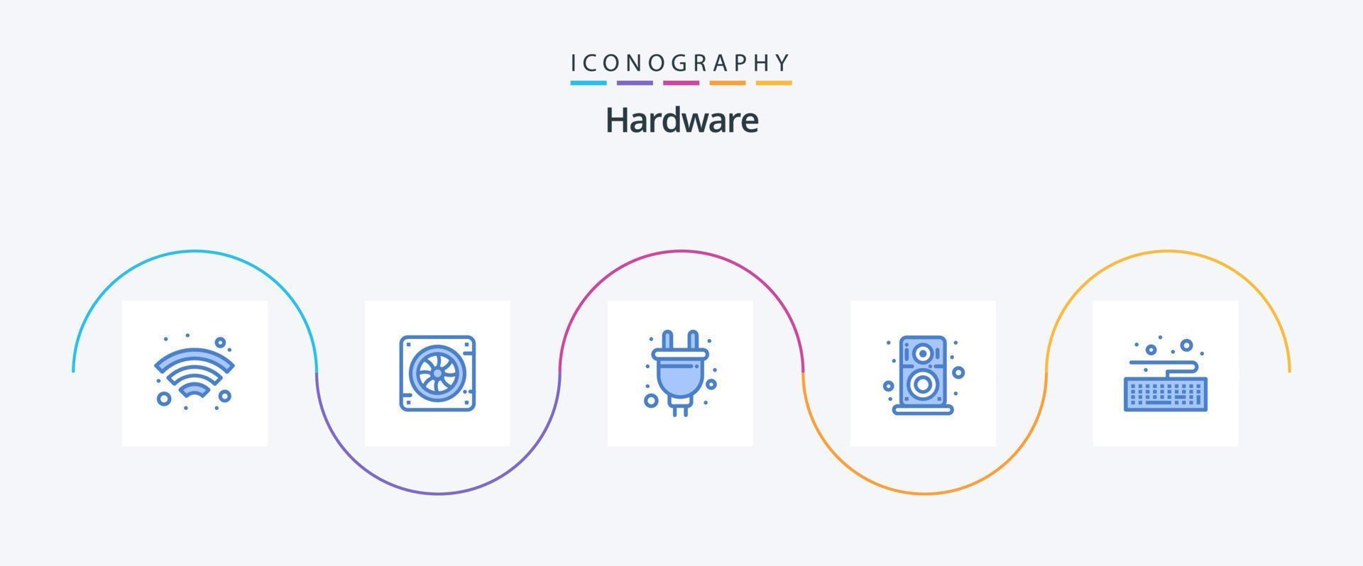 hardware blauw 5 icoon pak inclusief type. hardware. plug. spreker. hardware vector