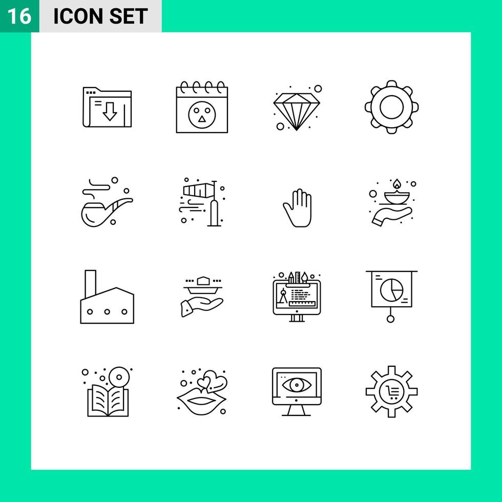 pak van 16 modern contouren tekens en symbolen voor web afdrukken media zo net zo dag sigaar premie navigatie koppel bewerkbare vector ontwerp elementen
