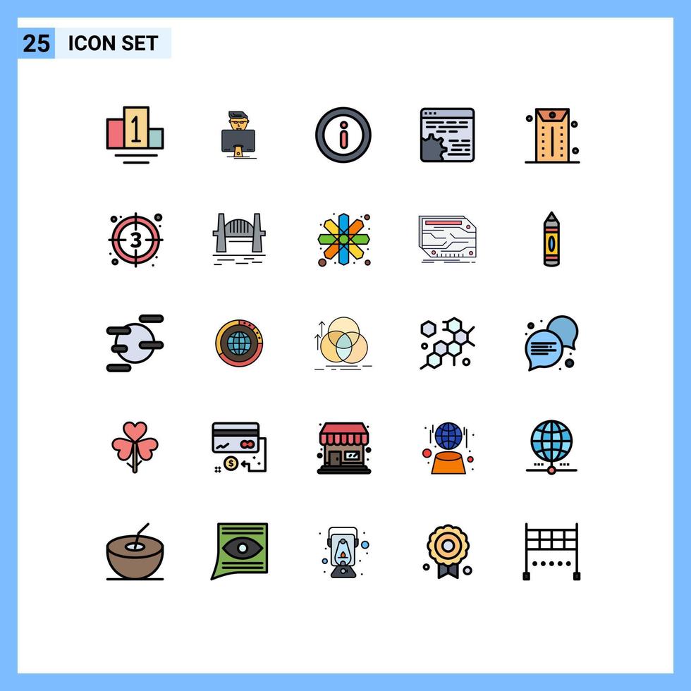 mobiel koppel gevulde lijn vlak kleur reeks van 25 pictogrammen van countdown envelop menu bedrijf instelling bewerkbare vector ontwerp elementen
