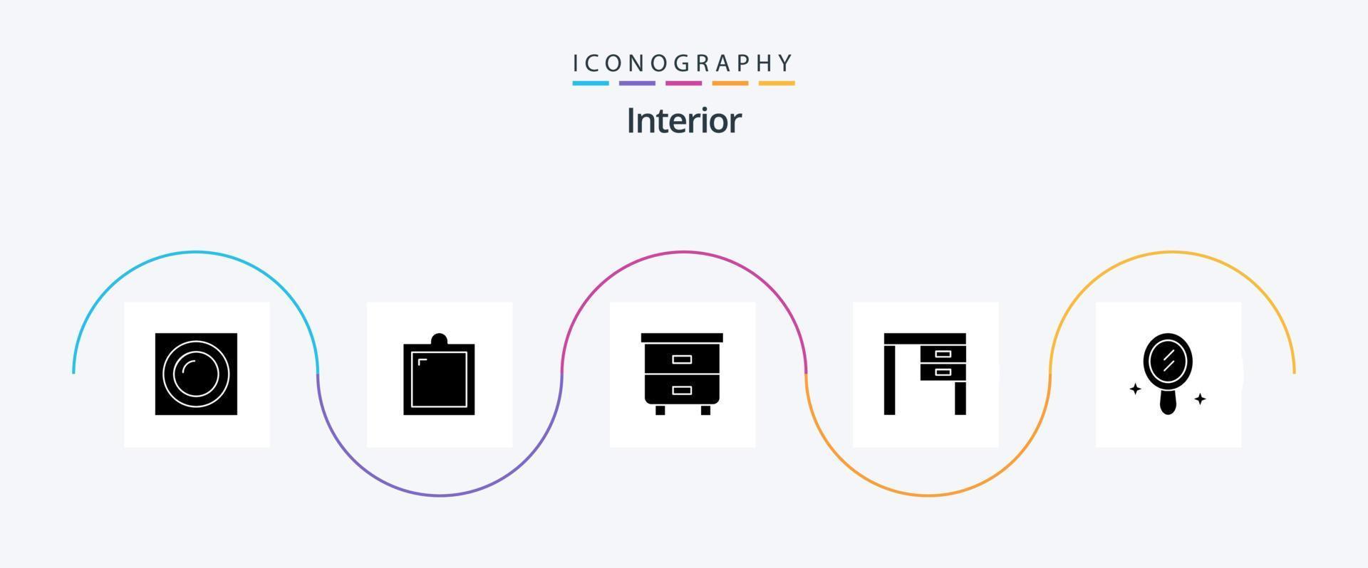 interieur glyph 5 icoon pak inclusief interieur. interieur. decor. meubilair. decor vector