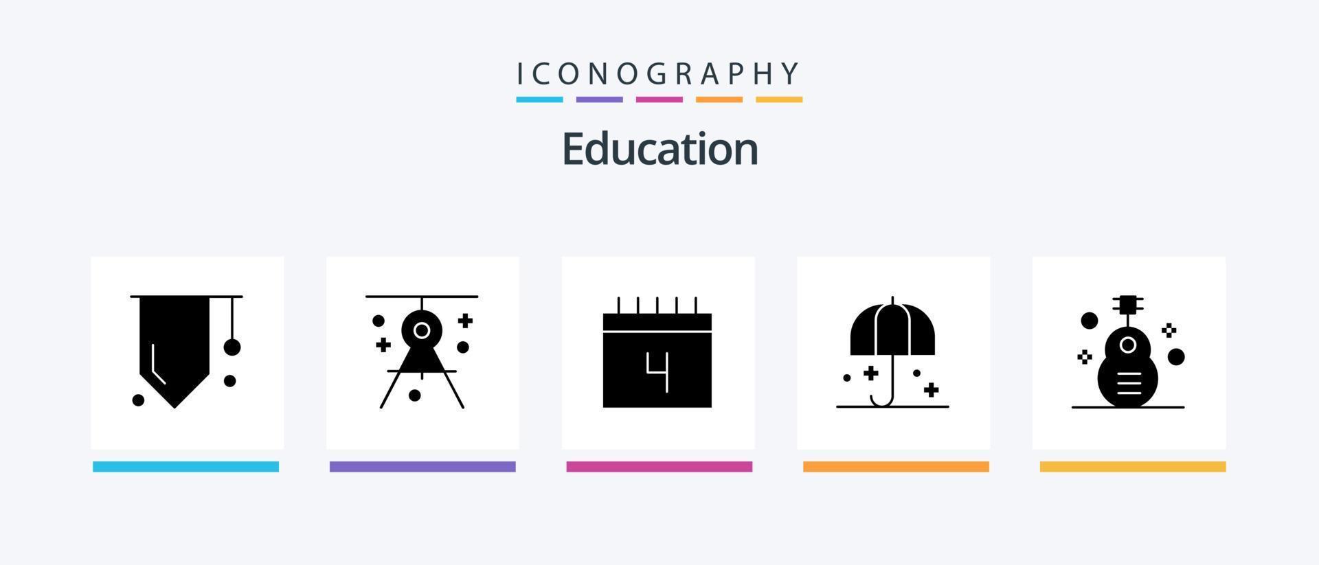 onderwijs glyph 5 icoon pak inclusief zonnescherm. regen. tekening. bescherming. school. creatief pictogrammen ontwerp vector