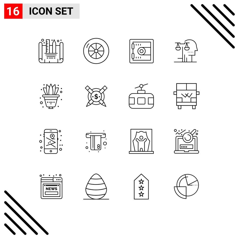 universeel icoon symbolen groep van 16 modern contouren van betaald pot keuze fabriek wet bewerkbare vector ontwerp elementen