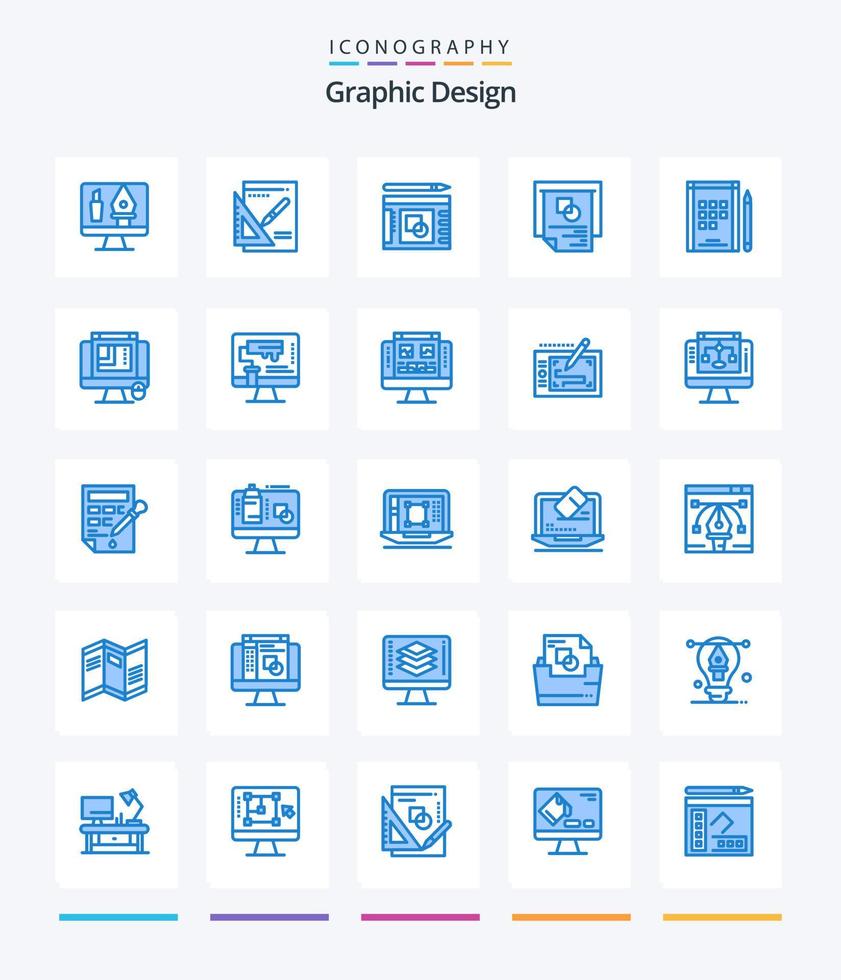 creatief grafisch ontwerp 25 blauw icoon pak zo net zo verf rol. computer. boek. web indeling. web ontwerpen vector