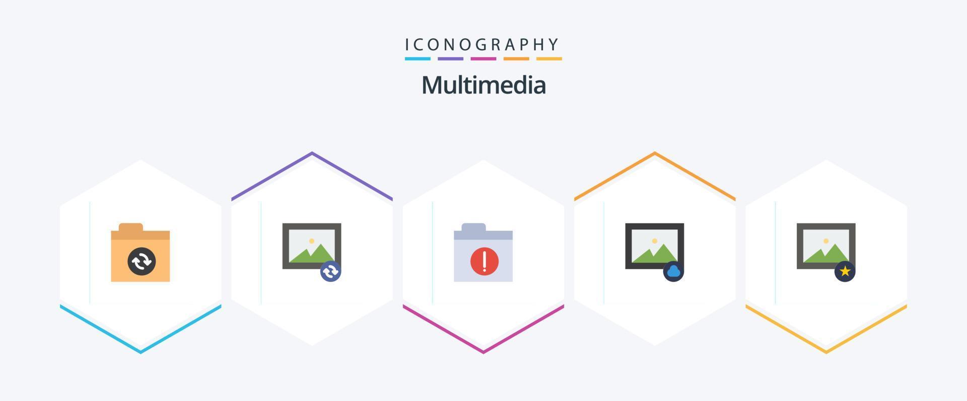 multimedia 25 vlak icoon pak inclusief . . map. foto. favoriete vector