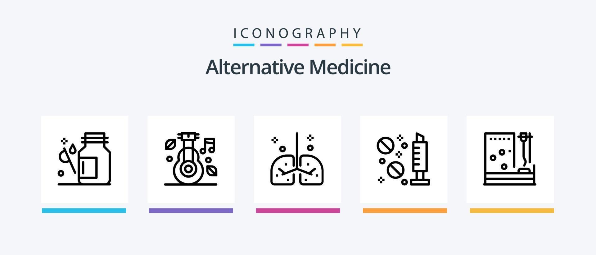 alternatief geneeskunde lijn 5 icoon pak inclusief stethoscoop. dokter. medisch. geneesmiddel. ziekenhuis. creatief pictogrammen ontwerp vector