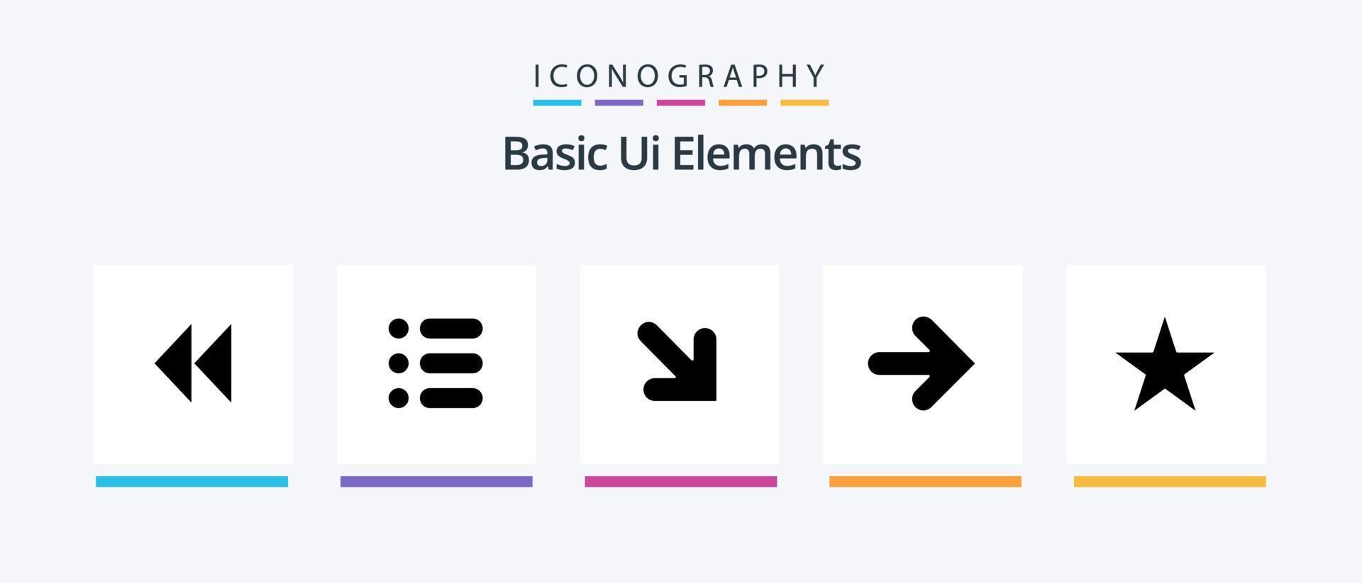 eenvoudig ui elementen glyph 5 icoon pak inclusief media. bladwijzer. pijl. Rechtsaf. naar voren. creatief pictogrammen ontwerp vector