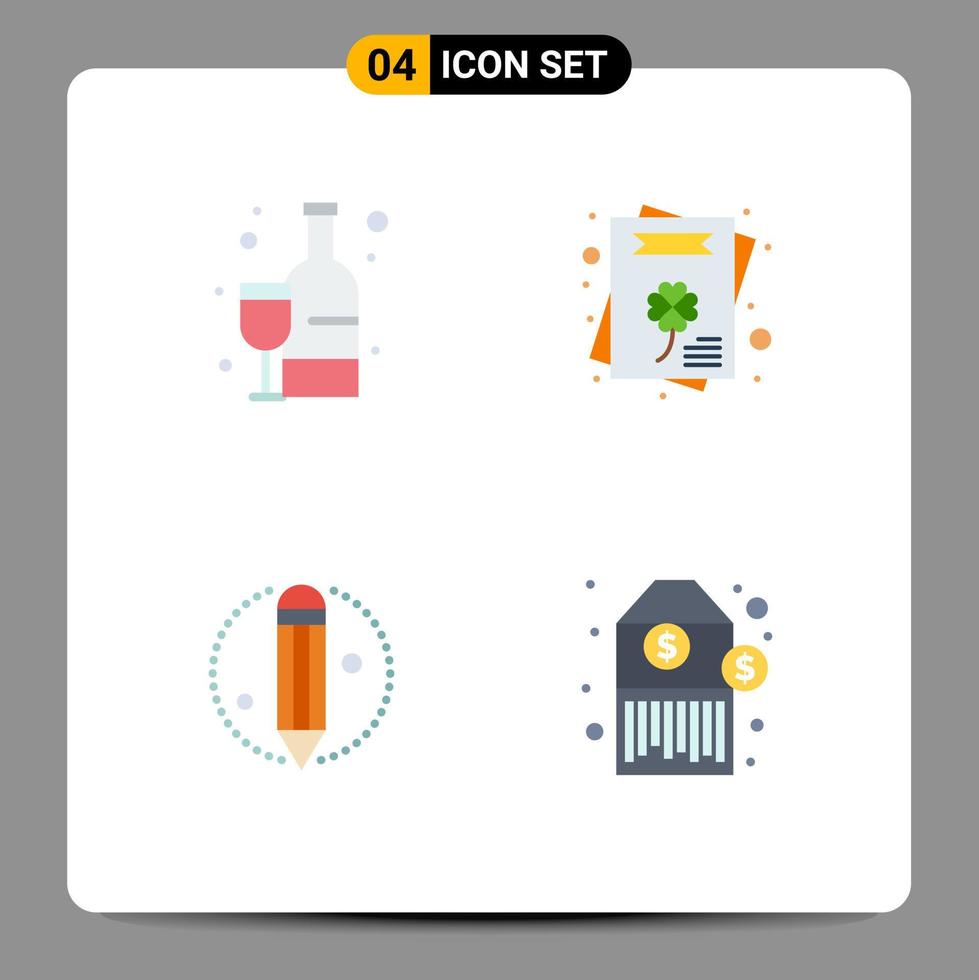 voorraad vector icoon pak van 4 lijn tekens en symbolen voor boodschappen doen potlood drinken uitnodiging prijs bewerkbare vector ontwerp elementen