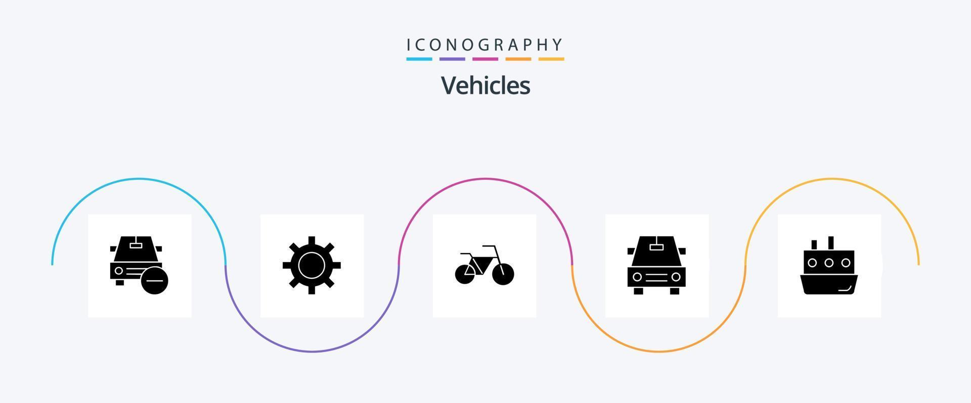 voertuigen glyph 5 icoon pak inclusief vervoer. schip. voertuig onderhoud. auto. voertuigen vector